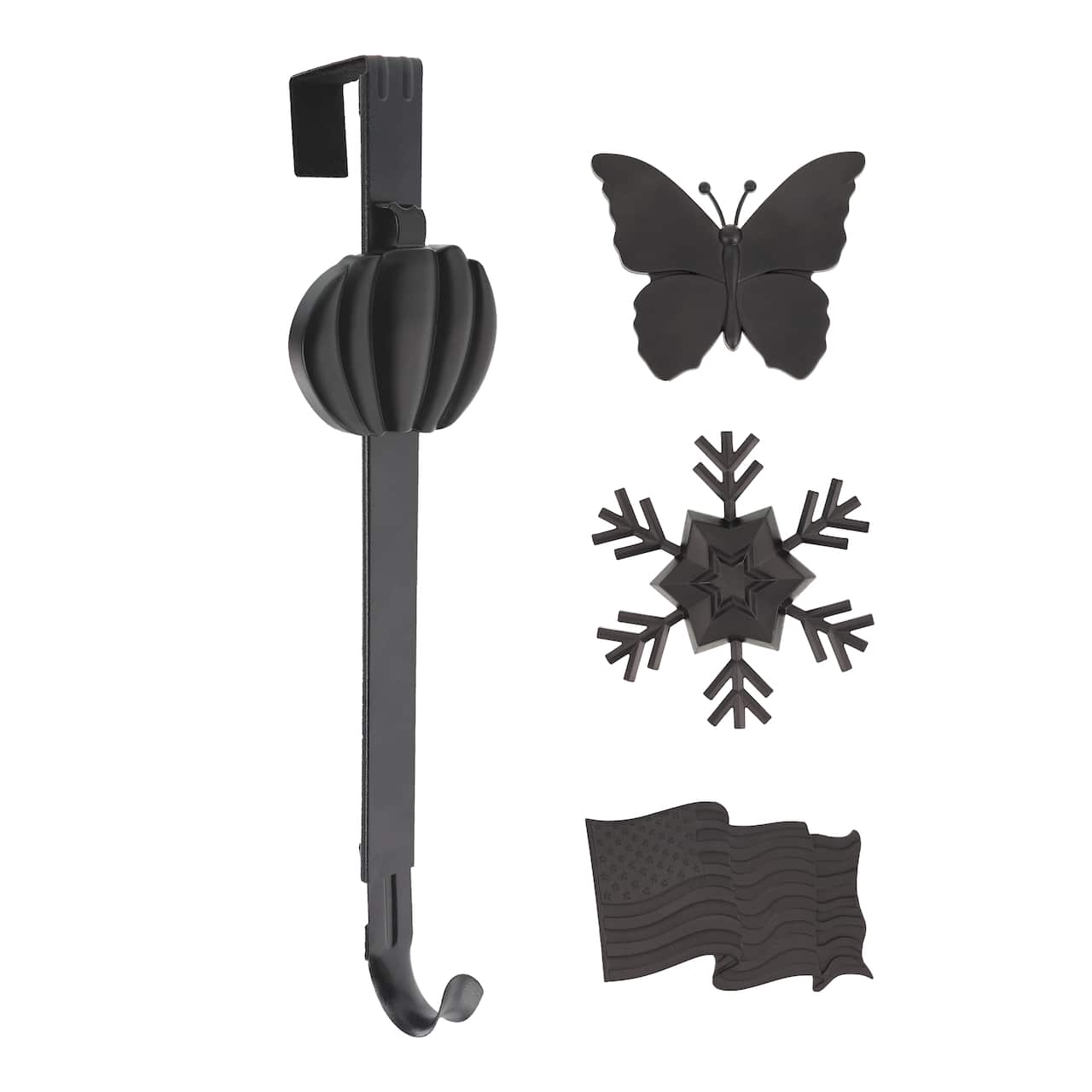 Haute Decor Matte Black Icon Adjustable Wreath Hanger